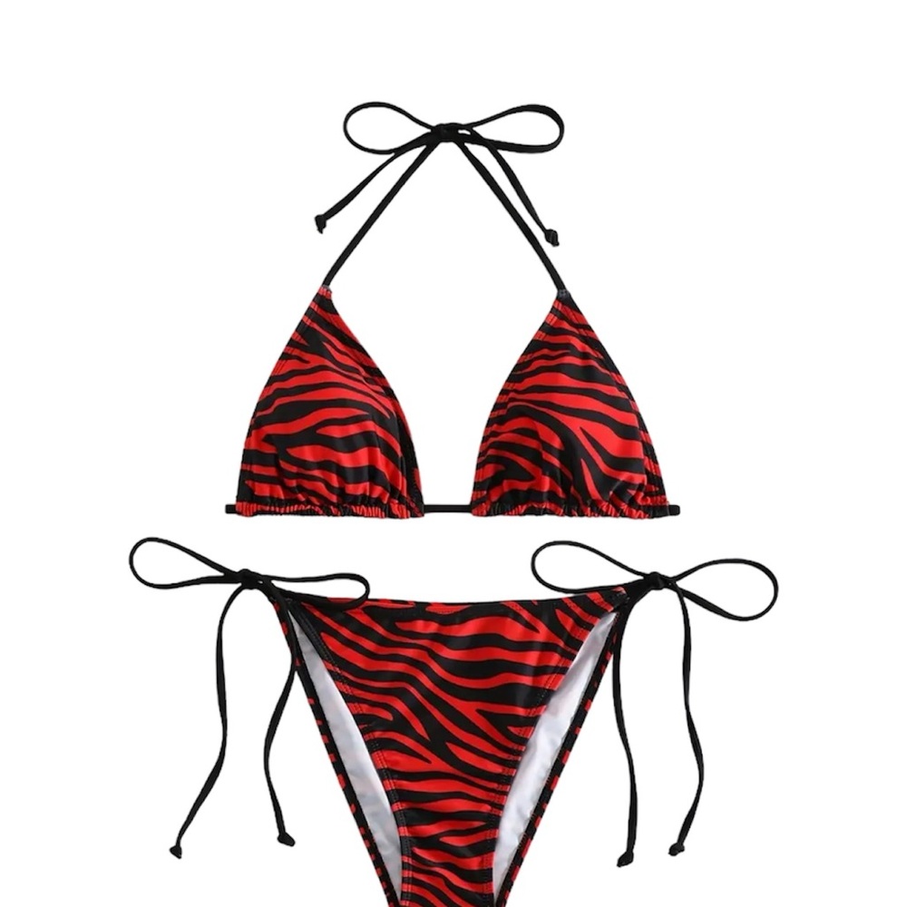 🎉Host Pick🎉 Red & black zebra print bikini. Sz XL. lightly padded. NWT - Picture 2 of 5